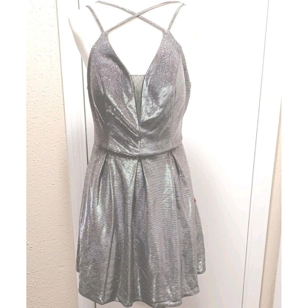 Crystal Doll Sliver Metallic Dress Junior's Size 7